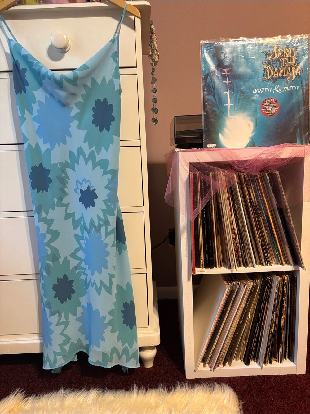 Vintage Y2K Floral Slip Dress Cowl Neck Fairy Asymmetrical Bias Midi Blue Iconic